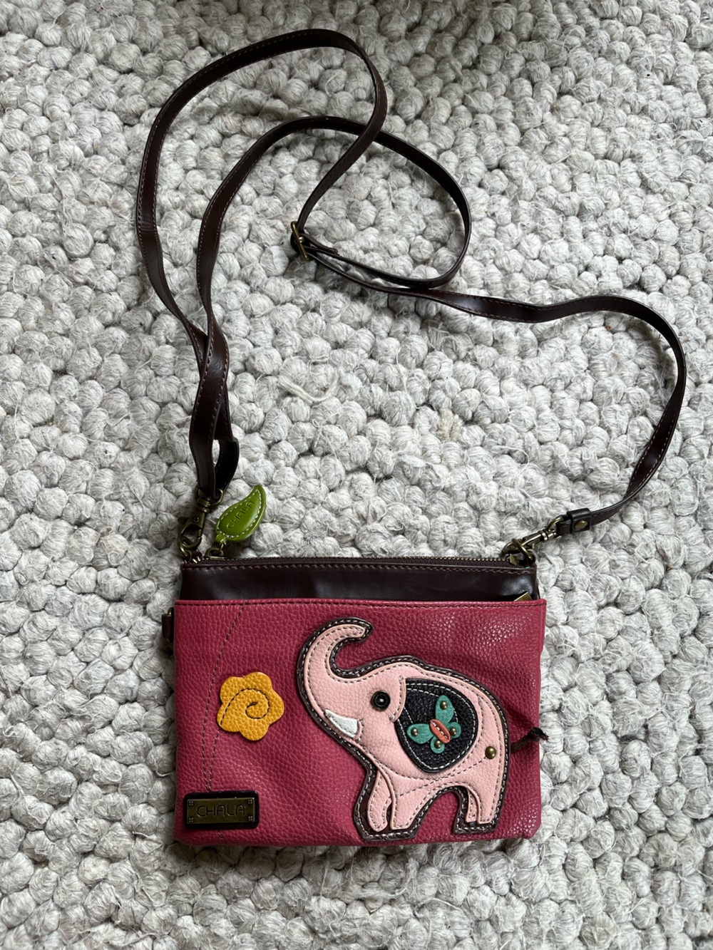 Elephant Appliqué Crossbody Bag made by Chana